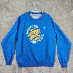 Champion Blue Seymour Softball Wildcats 2014 Mens Sweatshirt Size L Long Sleeve